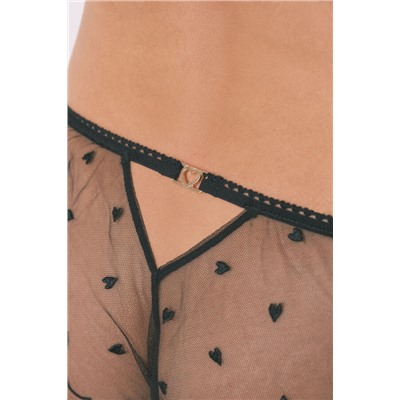 Braga ancha brasileña tul bordado negro