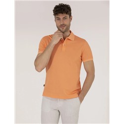 Açık Turuncu Slim Fit Polo Yaka Merserize Tişört