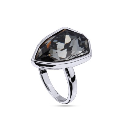 Кольцо Румба (кристаллы SW темно-серые; покрытие родий), Есть комплект