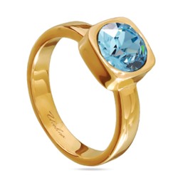 Кольцо Теннис (кристаллы SW аквамарин 8мм; покрытие золото), Есть комплект