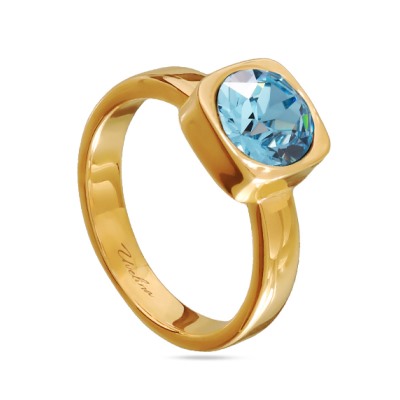 Кольцо Теннис (кристаллы SW аквамарин 8мм; покрытие золото), Есть комплект