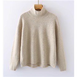 Однотонный свитер с высоким воротом из мягкой шерстяной смеси