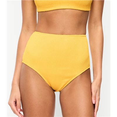 High-Waisted Ribbed Bikini Swim Bottoms