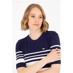 Kadın Lacivert Bisiklet Yaka Kazak