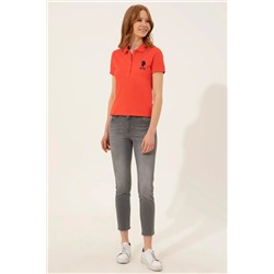Kadın Kırmızı Basic Polo Yaka Tişört