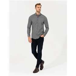 Gri Slim Fit Uzun Kollu Gömlek