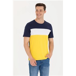 Erkek Koyu Sarı Bisiklet Yaka Tişört