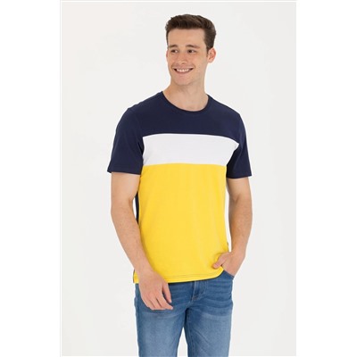Erkek Koyu Sarı Bisiklet Yaka Tişört