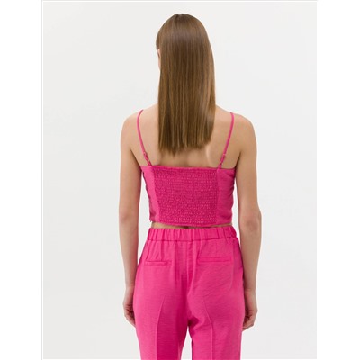 Pembe Crop Top Kolsuz Bluz