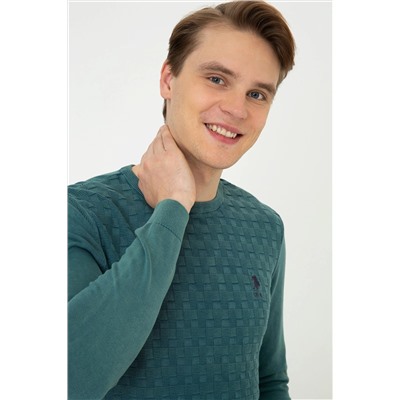 Erkek Yeşil Basic Kazak