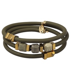 Браслет Терра (яшма, каучук оливковый; покрытие золото), Есть комплект