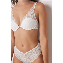 INTUITIVE Sujetador halter relleno encaje blanco