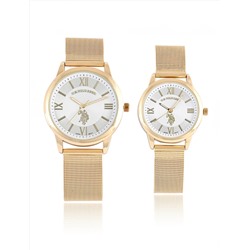 HIS AND HERS GOLD MESH STRAP WATCH SET