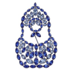 Брошь Матрешка (кристаллы SW светлый сапфир, сапфир; покрытие родий), Есть комплект