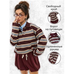 Женский пуловер поло в полоску, фабрика (5 цветов)