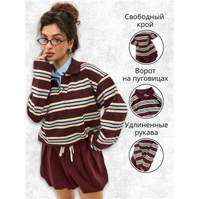 Женский пуловер поло в полоску, фабрика (5 цветов)