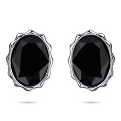 Пусеты Сияние (кристаллы SW черные; покрытие родий), Есть комплект