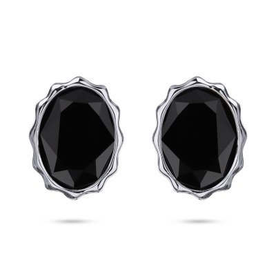 Пусеты Сияние (кристаллы SW черные; покрытие родий), Есть комплект