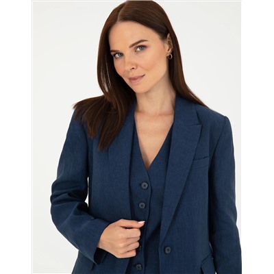 Lacivert Regular Fit Keten Ceket