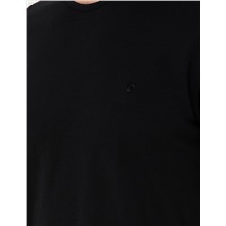 Siyah %100 Pamuk Slim Fit Bisiklet Yaka Basic Tişört
