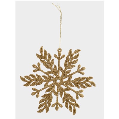 Игрушка елочная, 15 см, пластик, шампань, Снежинка, New year