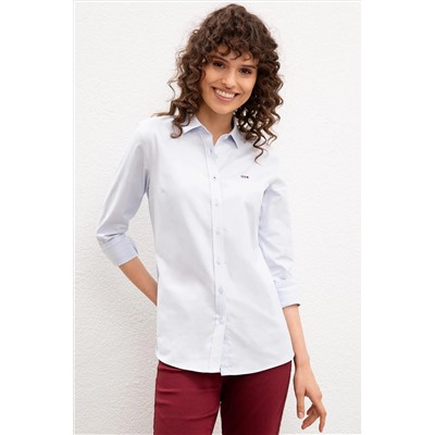 Kadın Açık Mavi Uzun Kollu Basic Gömlek