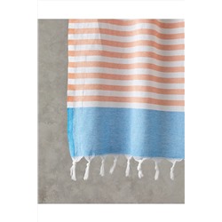 English Home Candy Rejenere Çizgili Peştamal 90x150 cm Turuncu-Açık Mavi