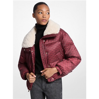Michael Kors Outlet Logo Print and Sherpa Puffer Jacket