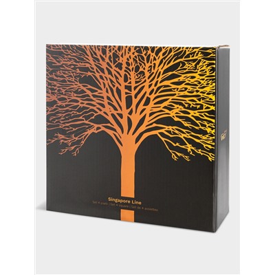 Тарелка, 21х21 см, 4 шт, керамика, черный, Singapore