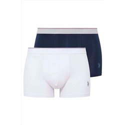 U.S. Polo Assn. Erkek Beyaz - Lacivert 2 Li Boxer 80370