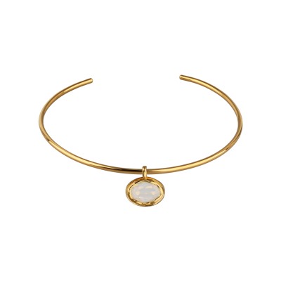 Колье-чокер Грация (кристаллы SW 18х13 белый опал; покрытие золото) 13см, Есть комплект