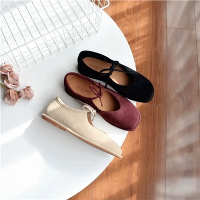 Женские замшевые балетки с завязками, экспорт в Россию  3 цвета