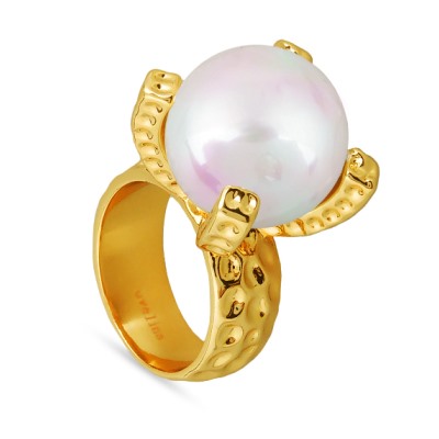 Кольцо (Майорка 18мм белая; покрытие золото), Есть комплект