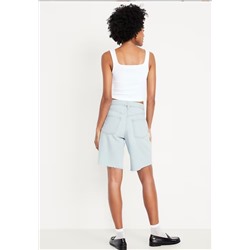 Mid-Rise Baggy Cut-Off Jean Bermuda Shorts -- 9-inch inseam
