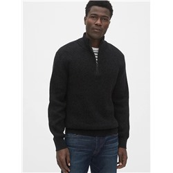 Waffle Stitch Quarter-Zip Mockneck Sweater