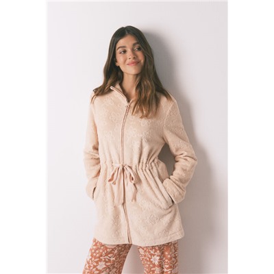 Bata midi polar flores naranja