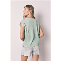 Pijama corto algodón estampado verde