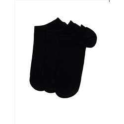 Erkek Bambu Karışımlı 3'lü Paket Siyah Patik Basic Çorap
