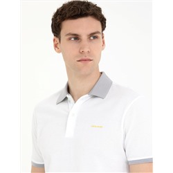 Beyaz Slim Fit Polo Yaka Tişört