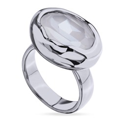 Кольцо Грация (кристаллы SW 18х13 белый электрик; покрытие родий), Есть комплект