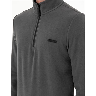 Antrasit Regular Fit Yarım Fermuarlı Polar Sweatshirt