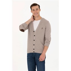 Erkek Vizon Melanj Basic Triko Hırka