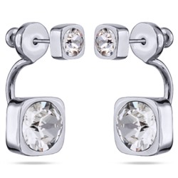 Серьги Теннис (кристаллы SW белые 4мм и 8мм; покрытие родий), Есть комплект