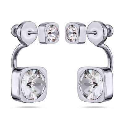 Серьги Теннис (кристаллы SW белые 4мм и 8мм; покрытие родий), Есть комплект