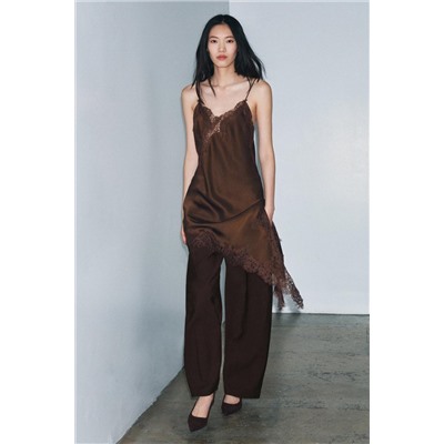 VESTIDO ASIMÉTRICO ENCAJE ZW COLLECTION