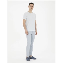Açık Mavi Slim Fit Beli Lastikli Kanvas Pantolon