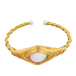 Браслет (жемчуг белый; покрытие золото), Есть комплект