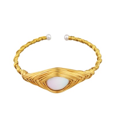 Браслет (жемчуг белый; покрытие золото), Есть комплект