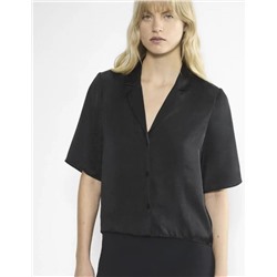 Короткая повседневная рубашка с коротким рукавом из искусственного шелковистого атласа