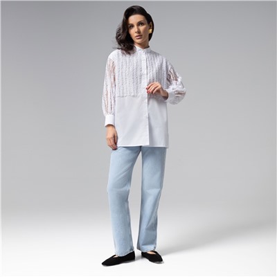 Рубашка комбинированная с вышивкой, Вне конкуренции (white snow)